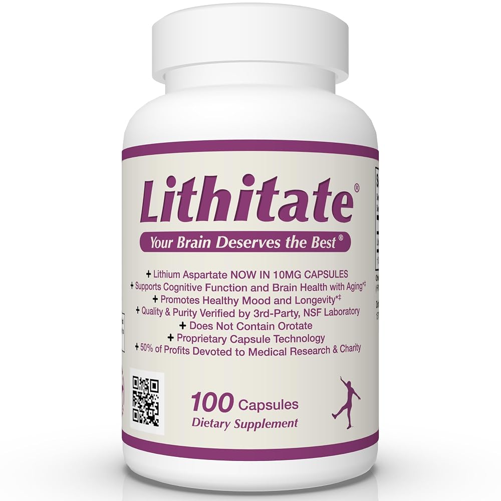 lithitate Lithium Aspartate 10mg Brain Health - 100 Capsules