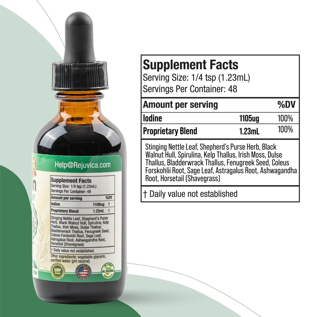 Rejuvica Health Thyrobin Thyroid Support Supplement with Iodine from