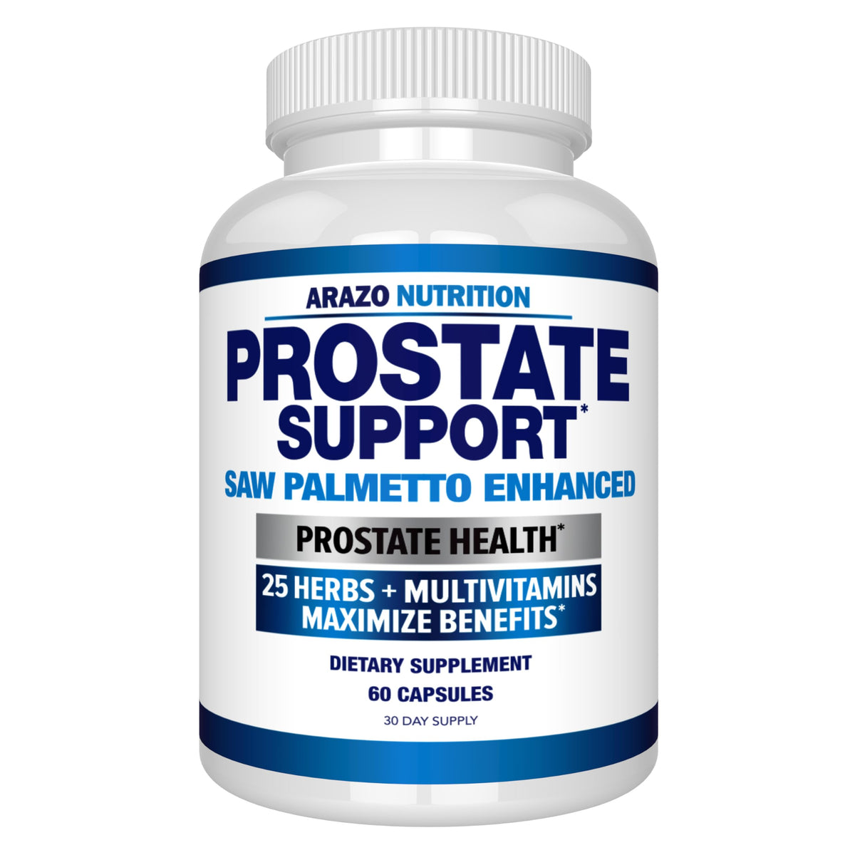 Arazo Nutrition Prostate Supplement with Saw Palmetto - 60 Capsules