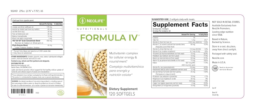 NeoLife Formula IV Multivitamin Softgels - 120 Softgels - image 5