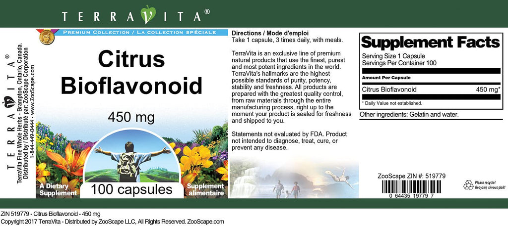 Terravita Citrus Bioflavonoid - 450 mg (100 Capsules, ZIN: 519779)