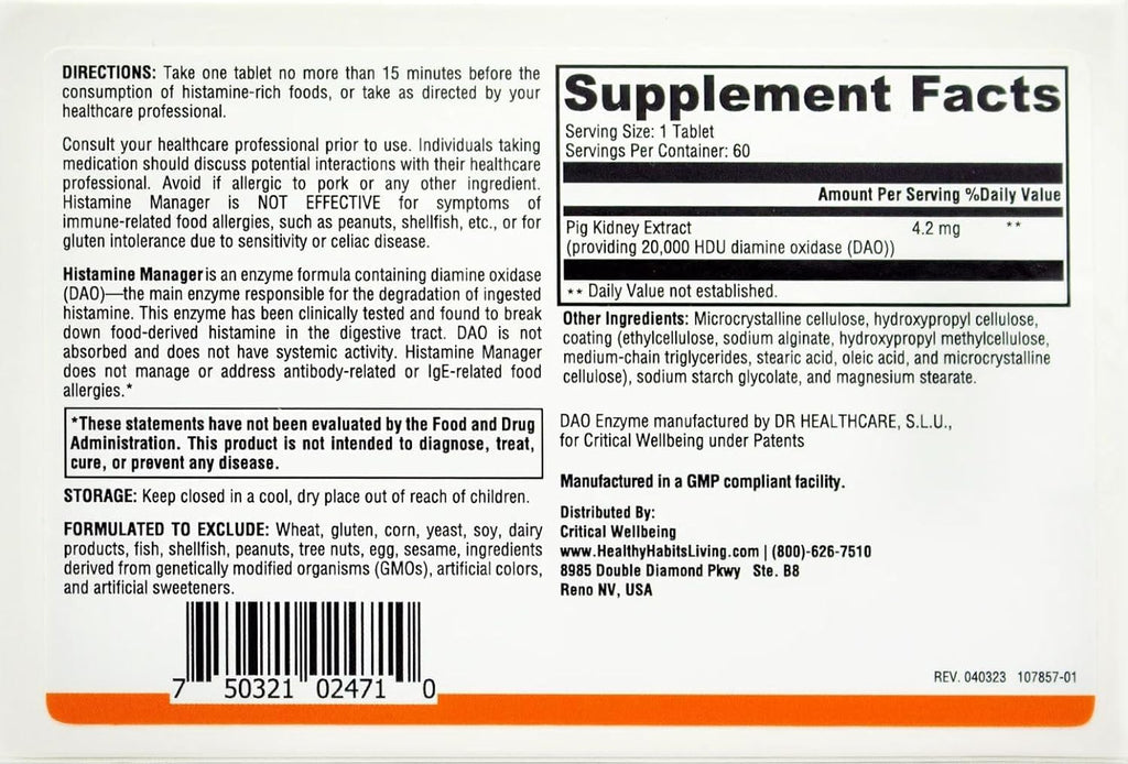 Healthy Habits Living Histamine Manager