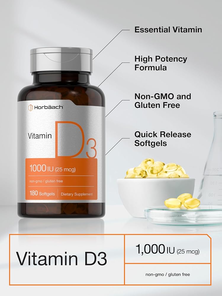 Horbäach Vitamin D3 1000 IU - 180 Softgels - image 4