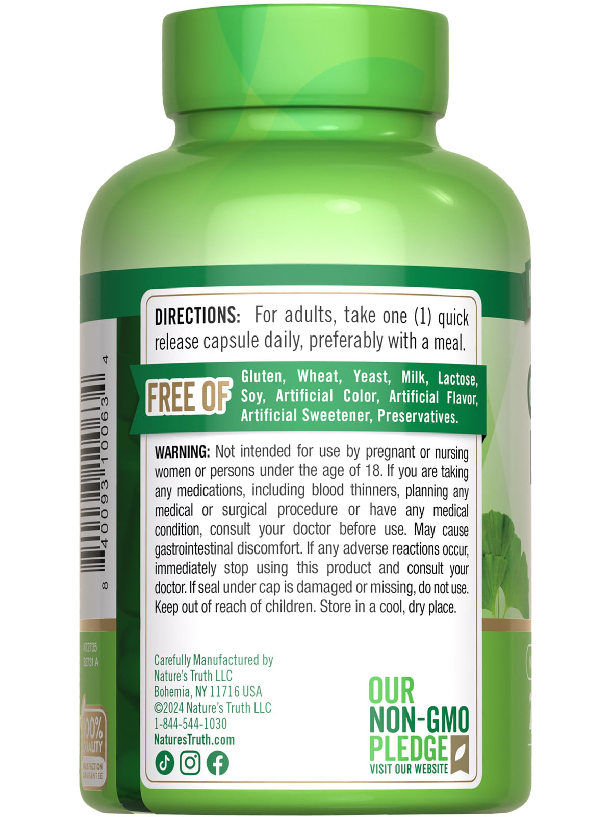 Nature's Truth Ginkgo Biloba 120mg Plus Bacopa - 200 Capsules - image 7