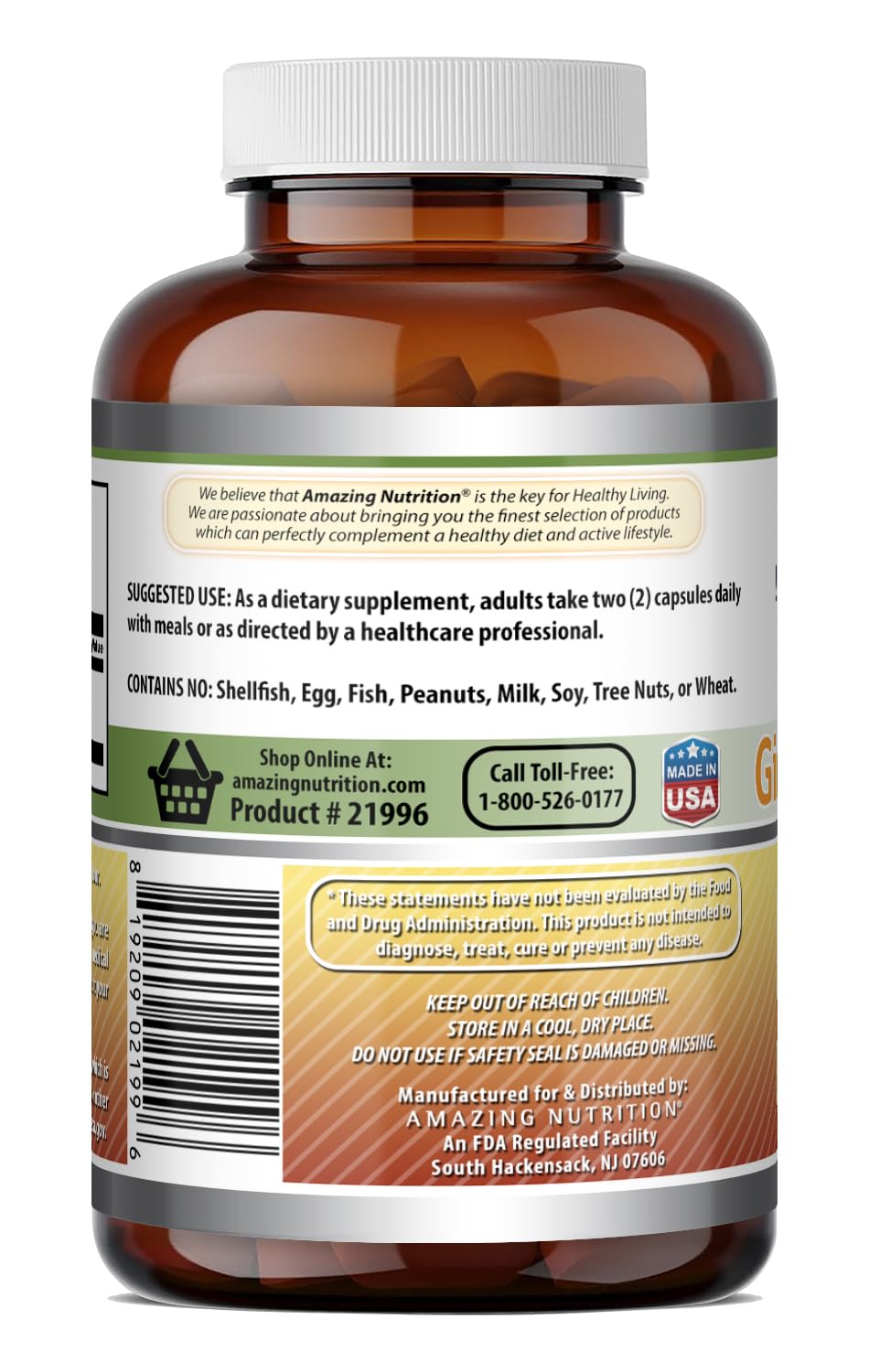 Amazing Nutrition Ginseng Complex 1000mg Korean Extract - 240 Capsules - image 5