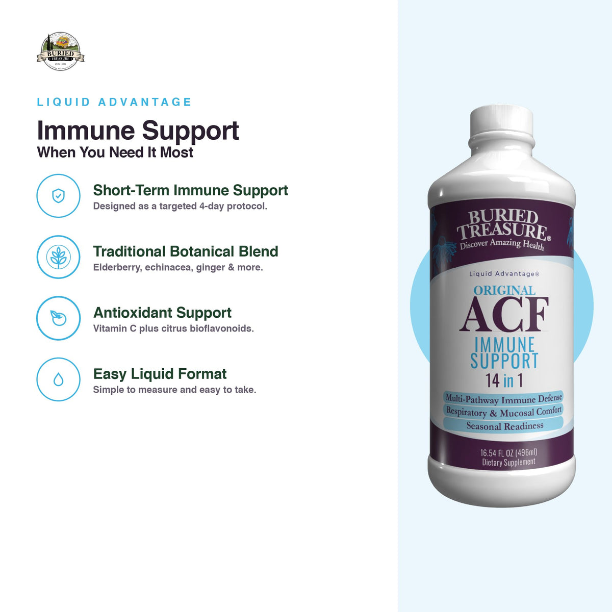 Buried Treasure ACF Immune Support Liquid - 16 oz - image 3