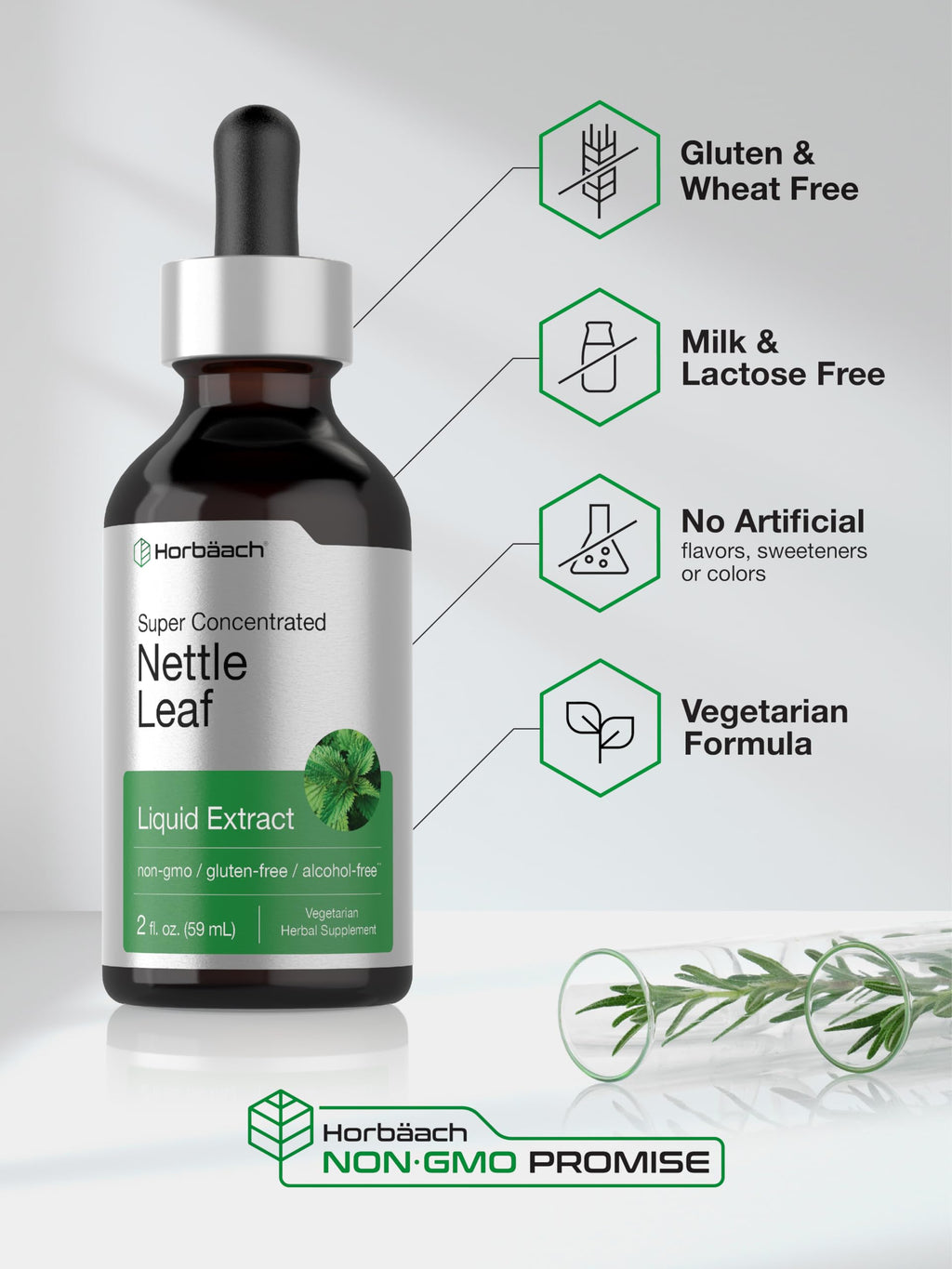 Horbäach Nettle Leaf Extract Drops Alcohol Free - 2 fl oz - image 5
