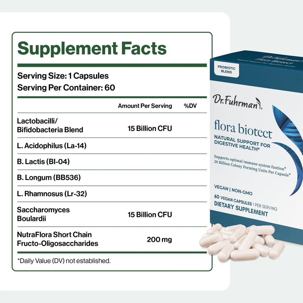 Dr. Fuhrman Flora Biotect Prebiotic Probiotic - 60 Capsules - image 6