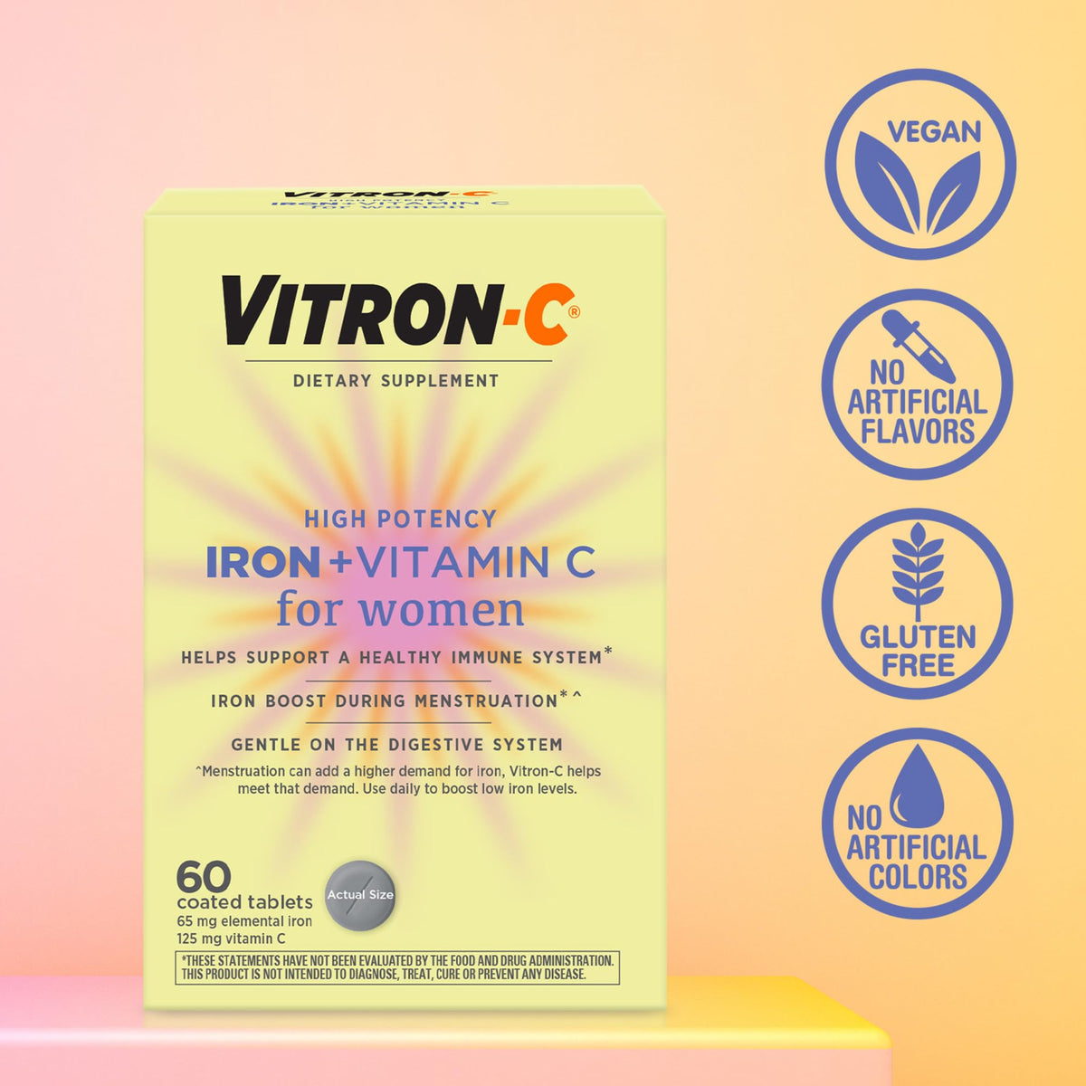 Vitron-C Iron Supplement for Women with Vitamin C - 60 Tablets - image 5