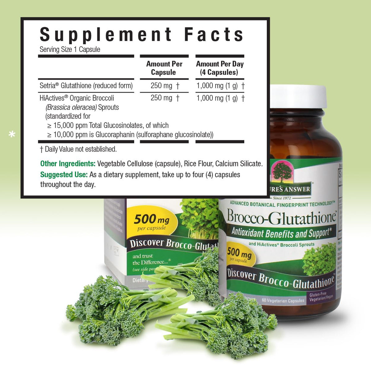 Nature's Answer Brocco Glutathione 500 mg - 60 Vegetarian Capsules - image 3