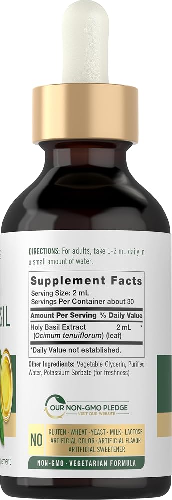 Carlyle Holy Basil Liquid Drops Tulsi Leaf Extract - 2 Fl Oz - image 2