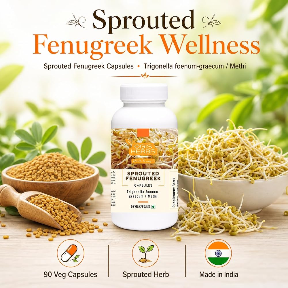 YOGIS HERBS Sprouted Fenugreek Capsules - 90 Vegetarian Capsules - image 2