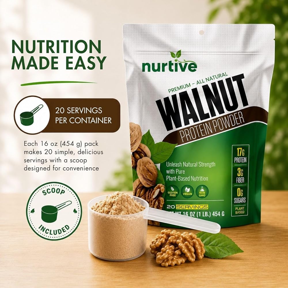 NURTIVE Walnut Protein Powder - Plant-Based - 20 Servings - image 8