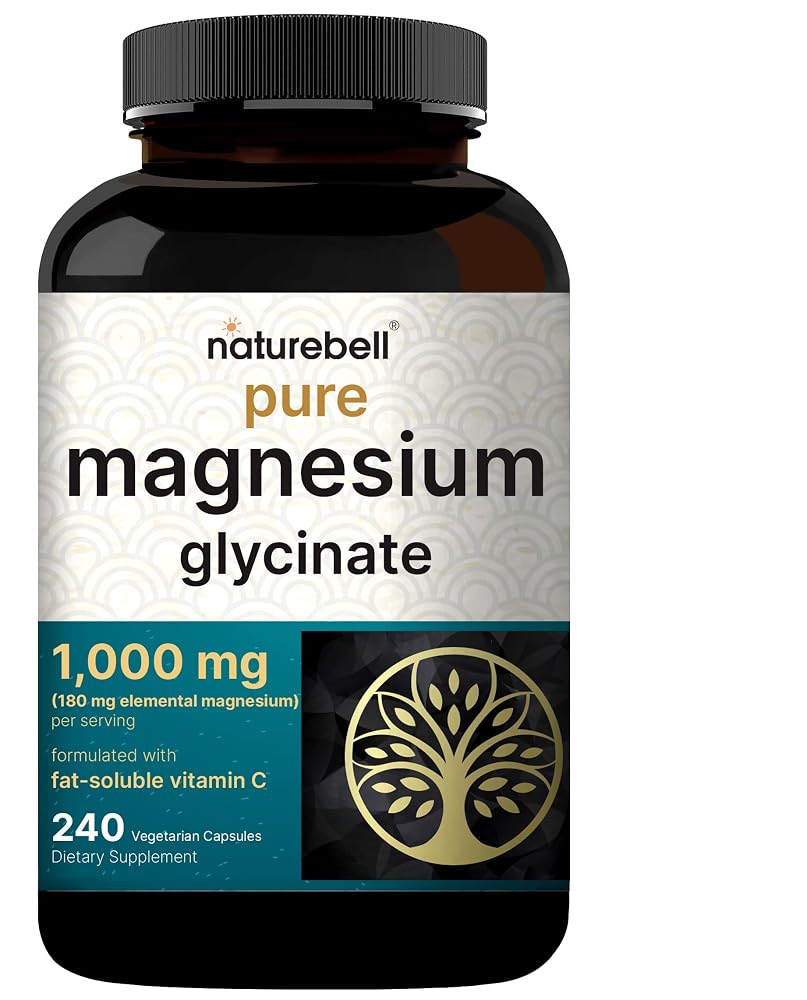 NatureBell Pure Magnesium Glycinate 1000mg - 240 Vegetarian Capsules