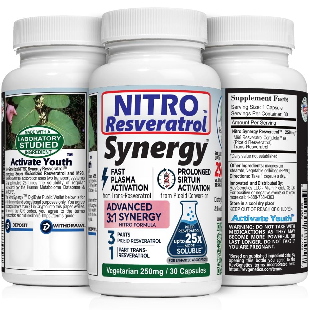 RevGenetics Nitro Synergy 250 Resveratrol - 30 Vegetarian Capsules
