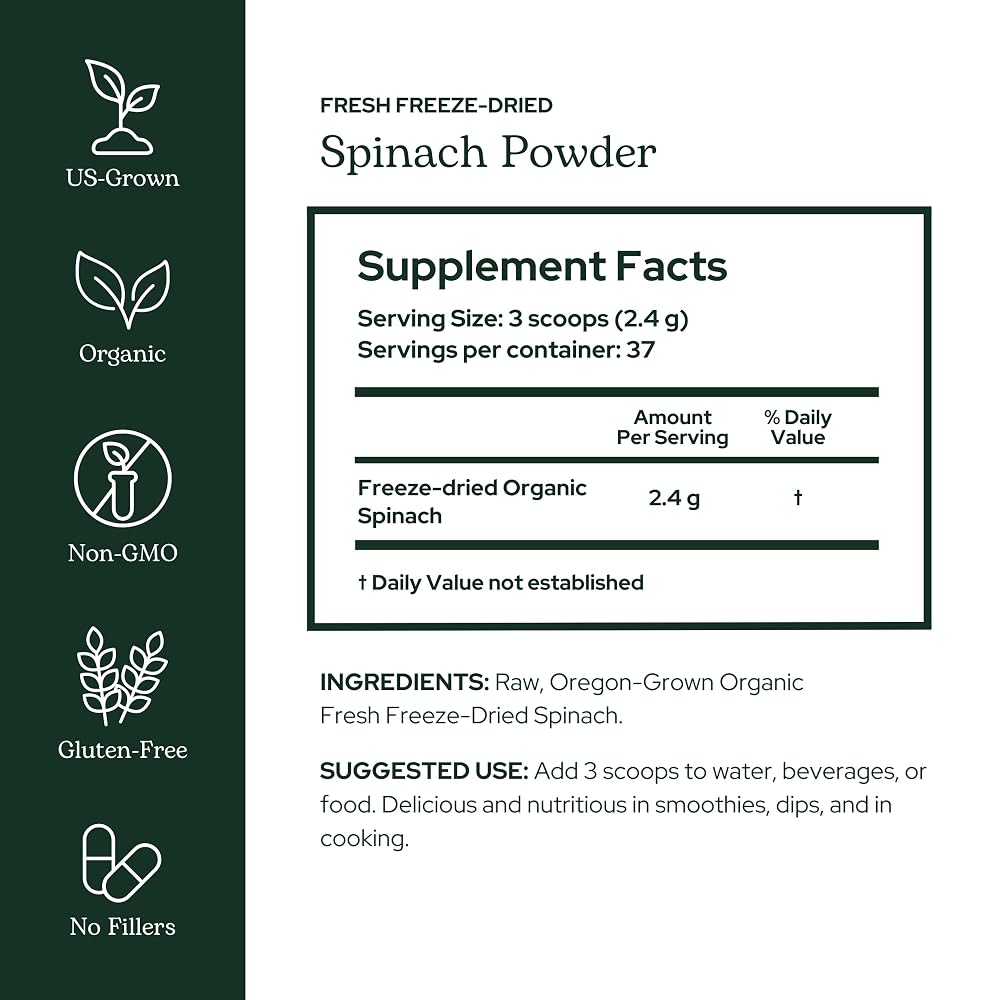 Eclectic Institute Spinach Powder Supplement - 90 g - image 2