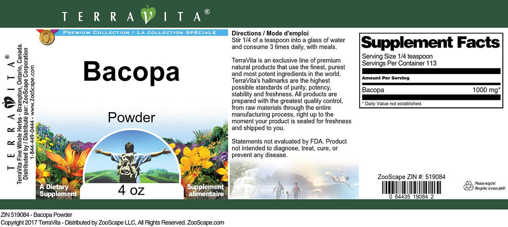 Terravita Bacopa Powder Extract - 4 oz - image 2