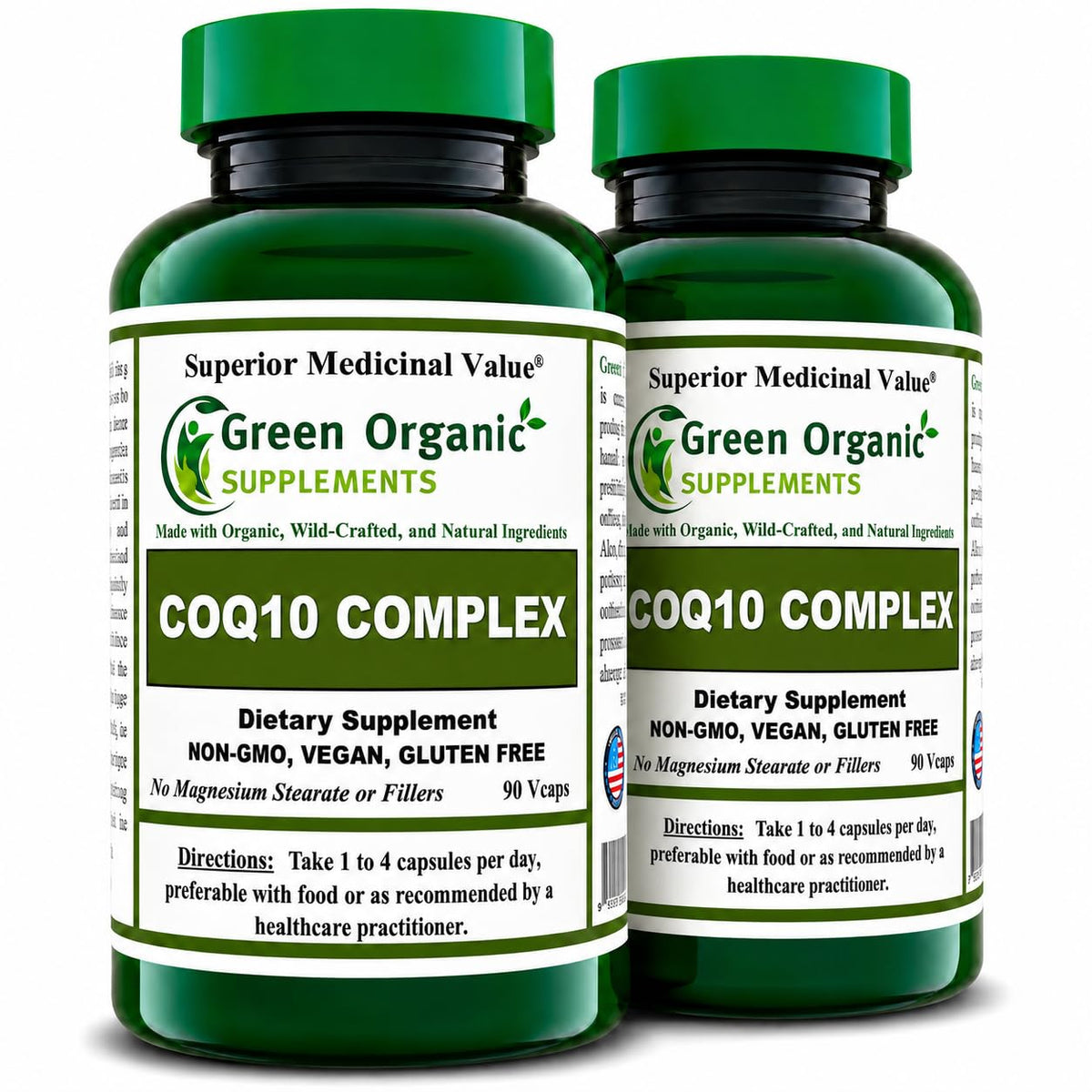 Green Organic Supplements CoQ 10 Complex, Ubiquinone, 90 Vegetarian Capsules, High