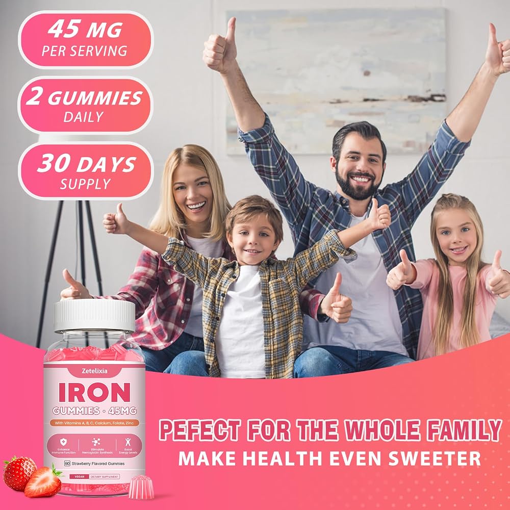 Zetelixia Iron Supplement Gummies for Women Men