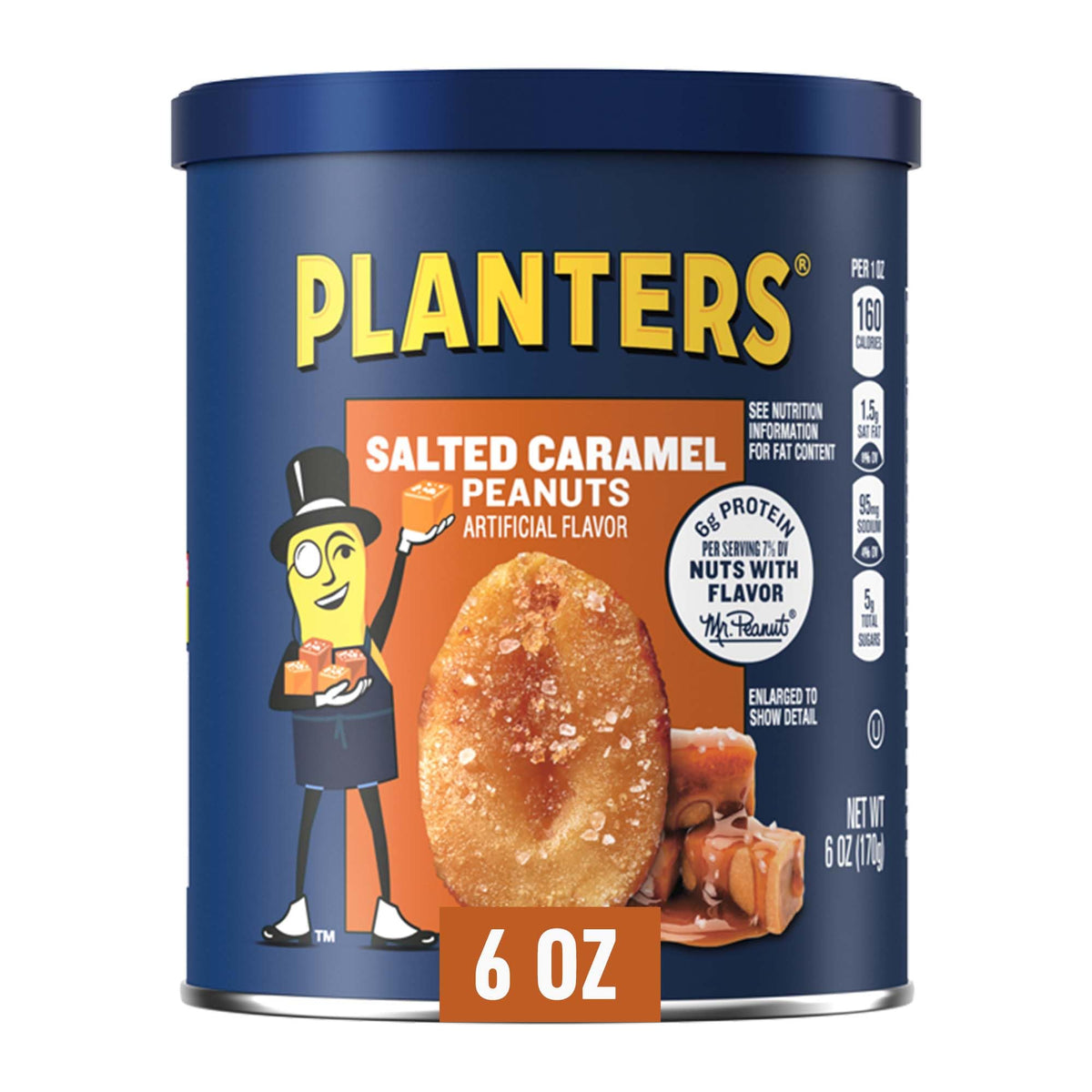 PLANTERS Salted Caramel Peanuts Plant Based Protein Snack - 8 Pack
