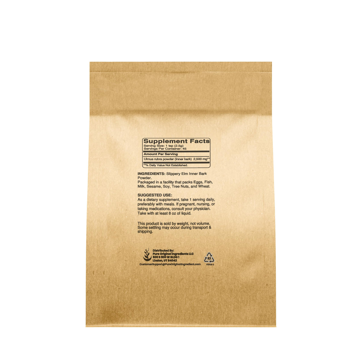 PURE ORIGINAL INGREDIENTS Slippery Elm Powder (2lb) Pure & All-Natural