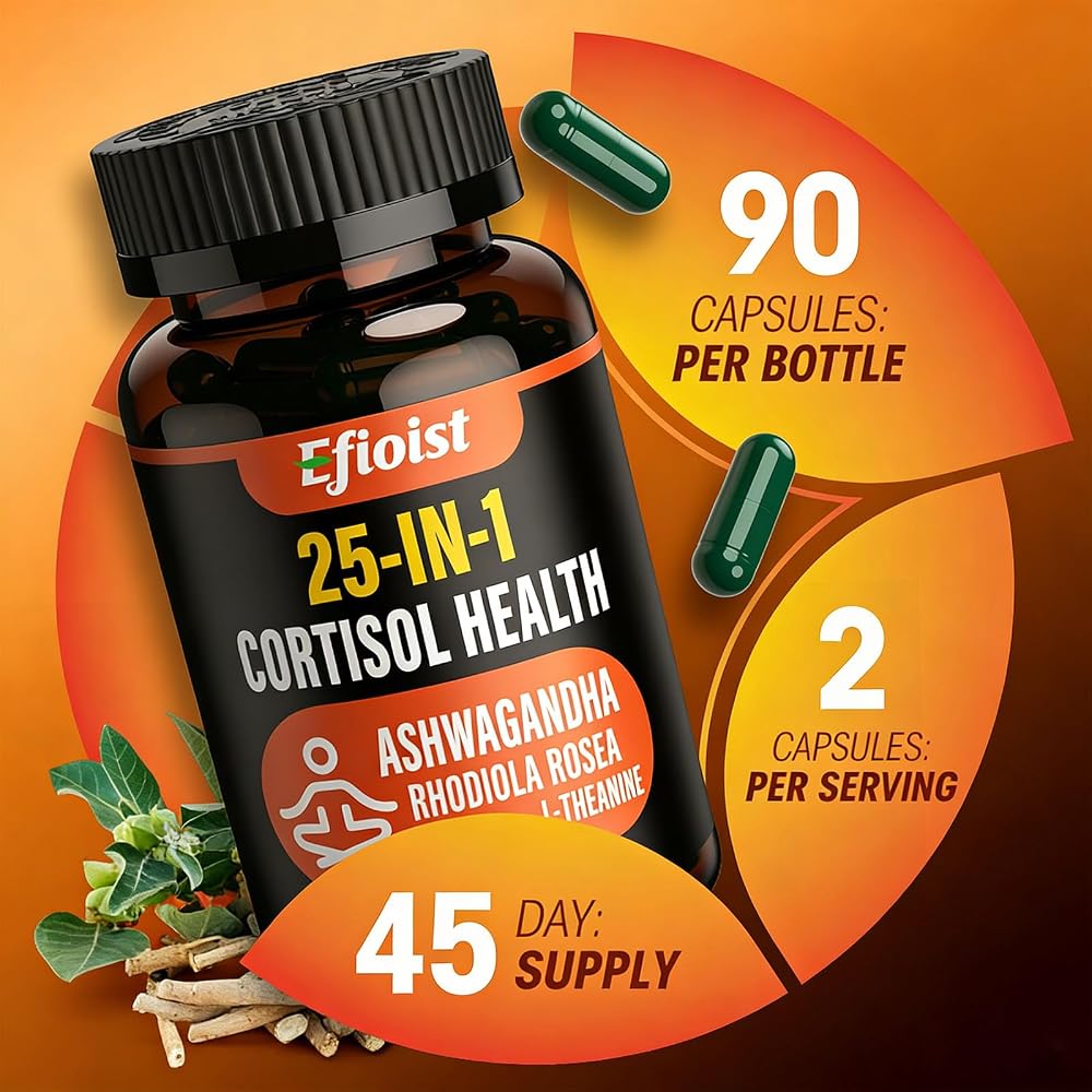 Efioist Cortisol Supplement with Ashwagandha & Rhodiola - 90 Capsules - image 3