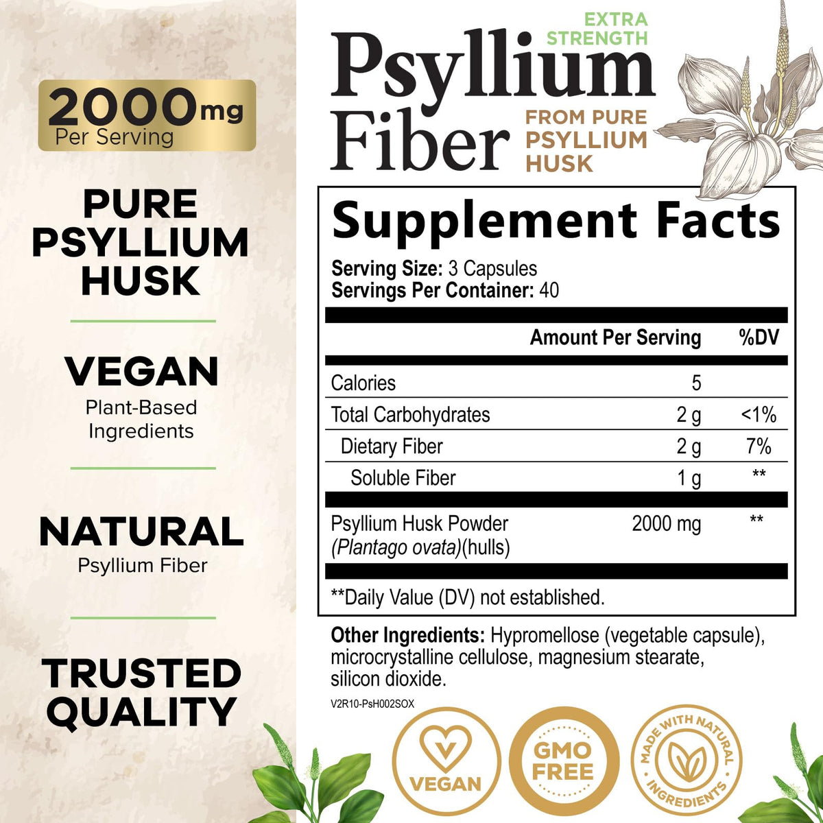 Health Nutrition Naturals Psyllium Husk Capsules - Psyllium Husk
