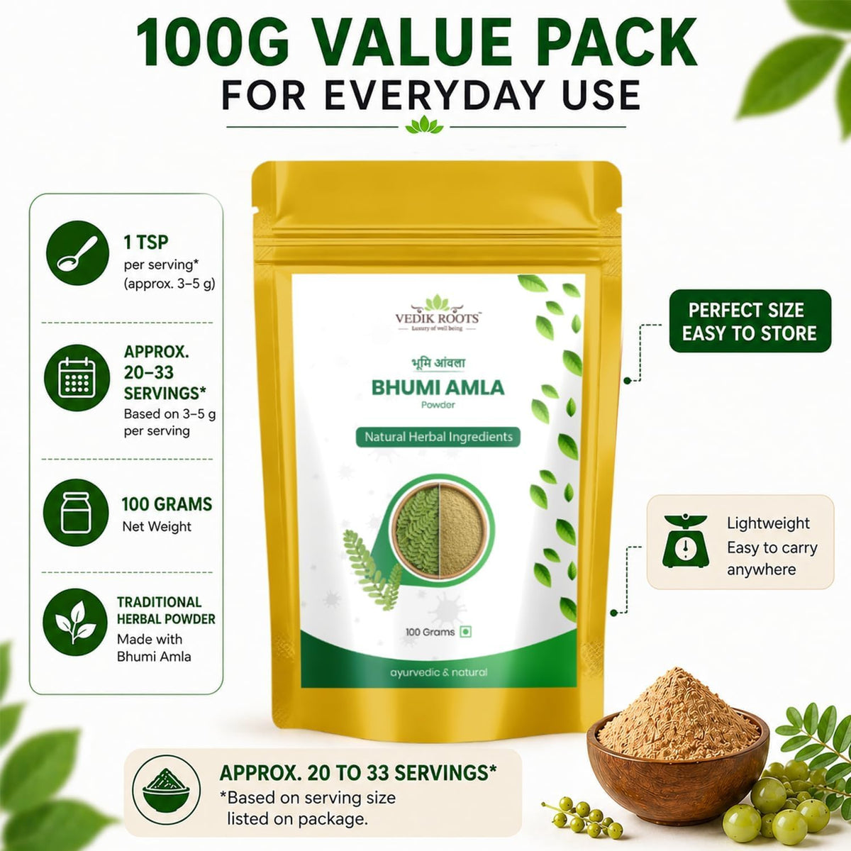 VEDIKROOTS Bhumi Amla Powder - 100g - image 6
