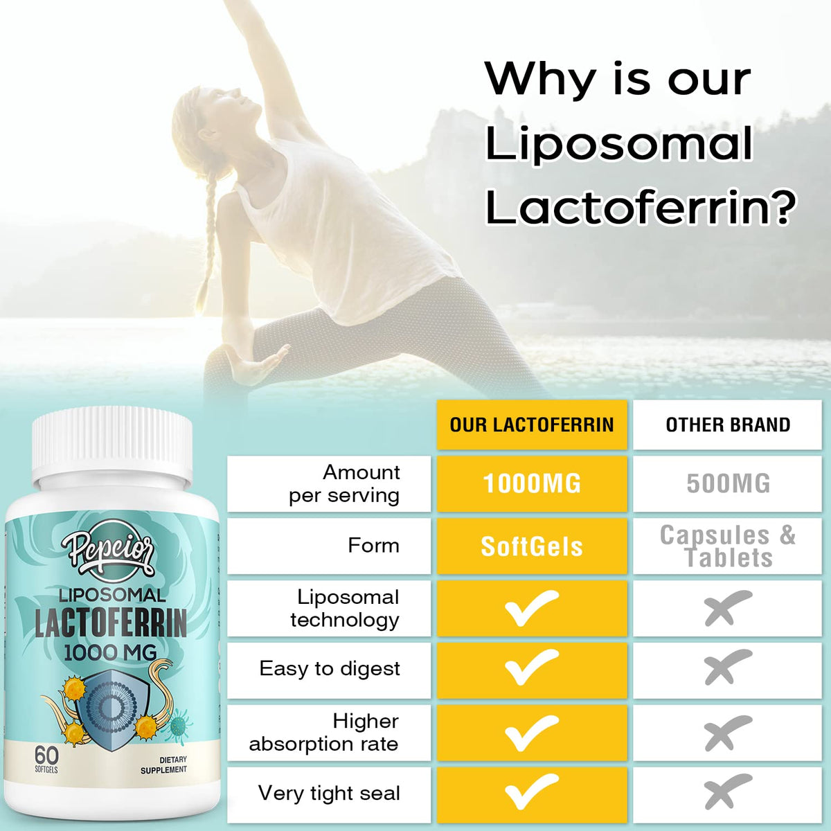 Pepeior Liposomal Lactoferrin 1000 mg Diet - Maximized Lactoferrin