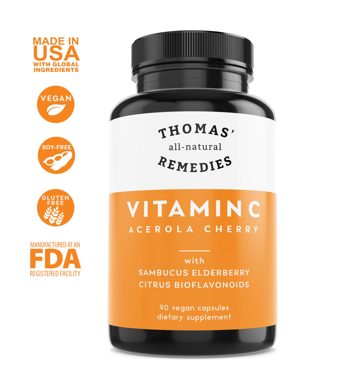Thomas' All-Natural Remedies Vitamin C with Elderberry - 90 Capsules - image 5