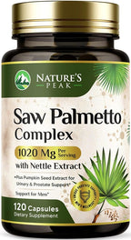 Nature's Peak Saw Palmetto Prostate Health Supplements for Men 1000mg