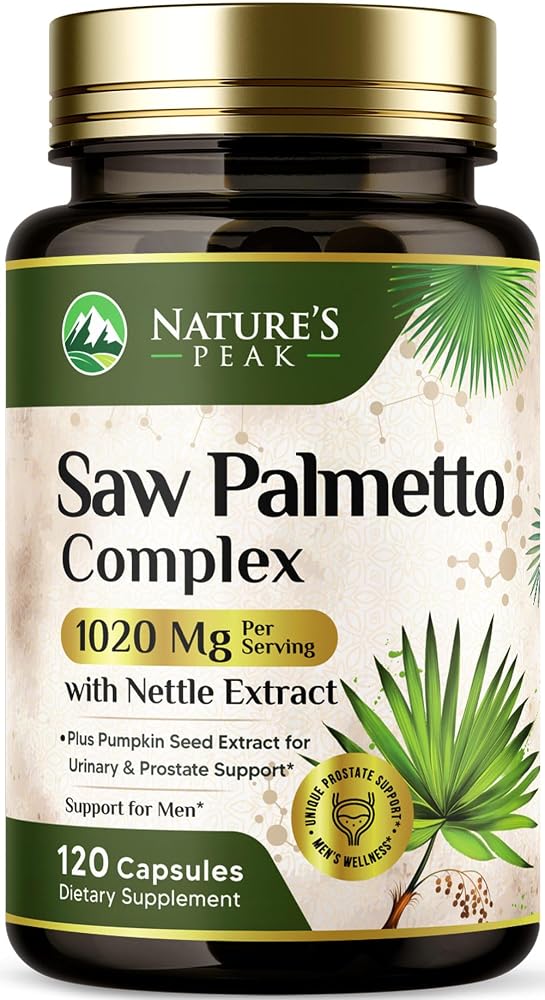 Nature's Peak Saw Palmetto Prostate Health Supplements for Men 1000mg