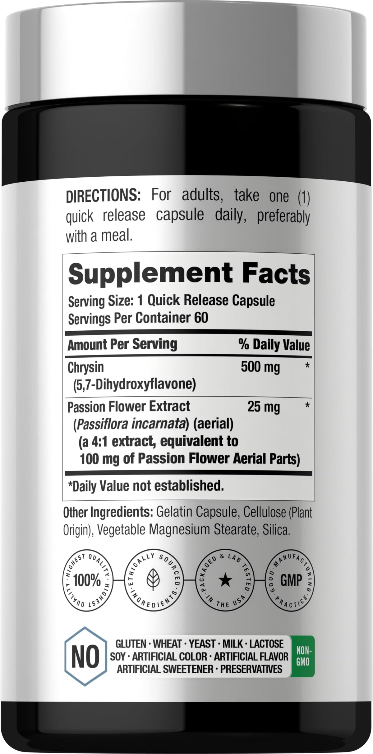 Horbäach Chrysin 500mg with Passion Flower - 60 Capsules - image 2