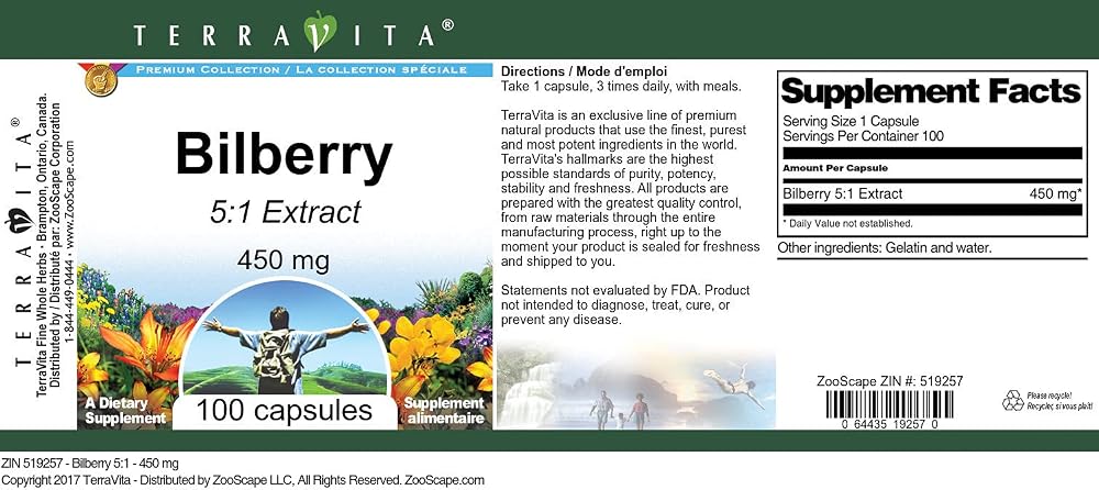 Terravita Bilberry 5:1-450 mg (100 Capsules, ZIN: 519257) - image 3