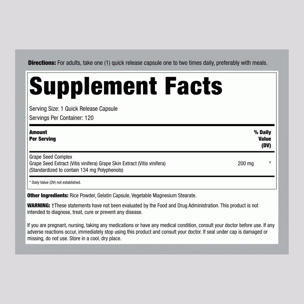 Lindberg Grape Seed Extract 200mg - 120 Capsules - image 2