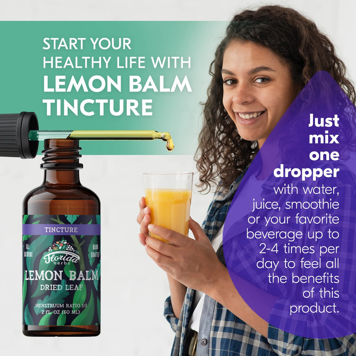 FLORIDA HERBS Lemon Balm Tincture Organic Extract - 2 Fl Oz - image 3