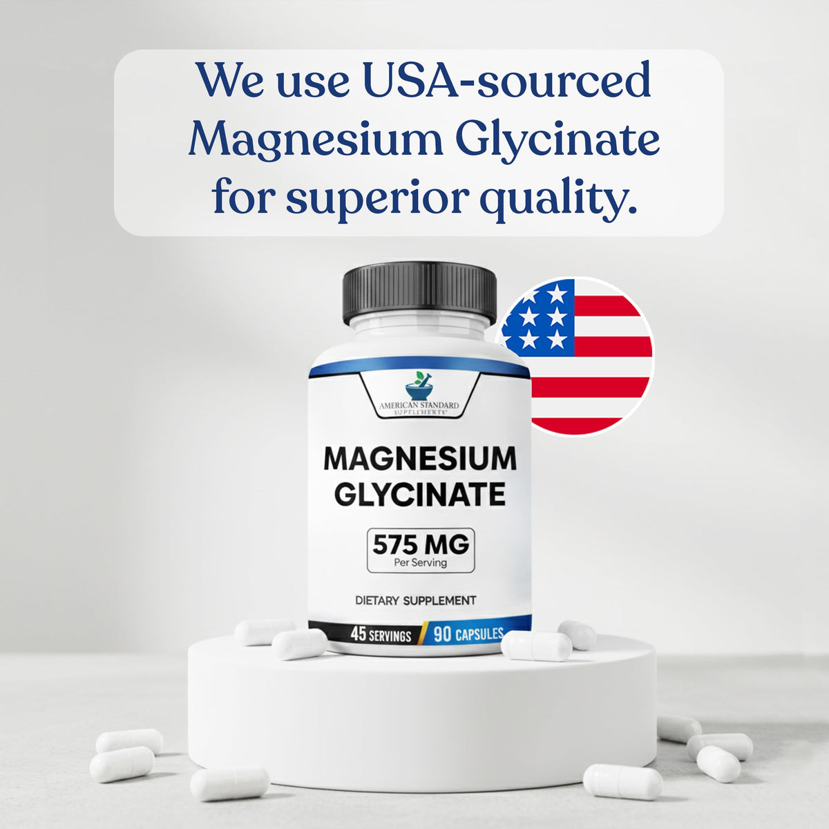 American Standard Supplements Magnesium Glycinate 575mg - 90 Vegetarian Capsules - image 3
