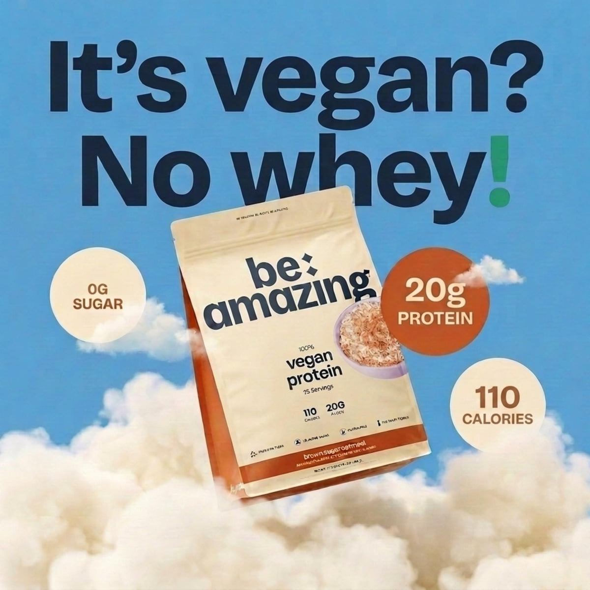 BE AMAZING Vegan Protein Powder Brown Sugar Oatmeal - 25 Servings - image 3