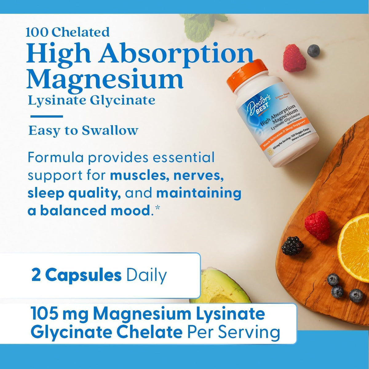 Doctor's BEST Magnesium Glycinate Lysinate for Sleep - 120 Vegetarian Capsules - image 5