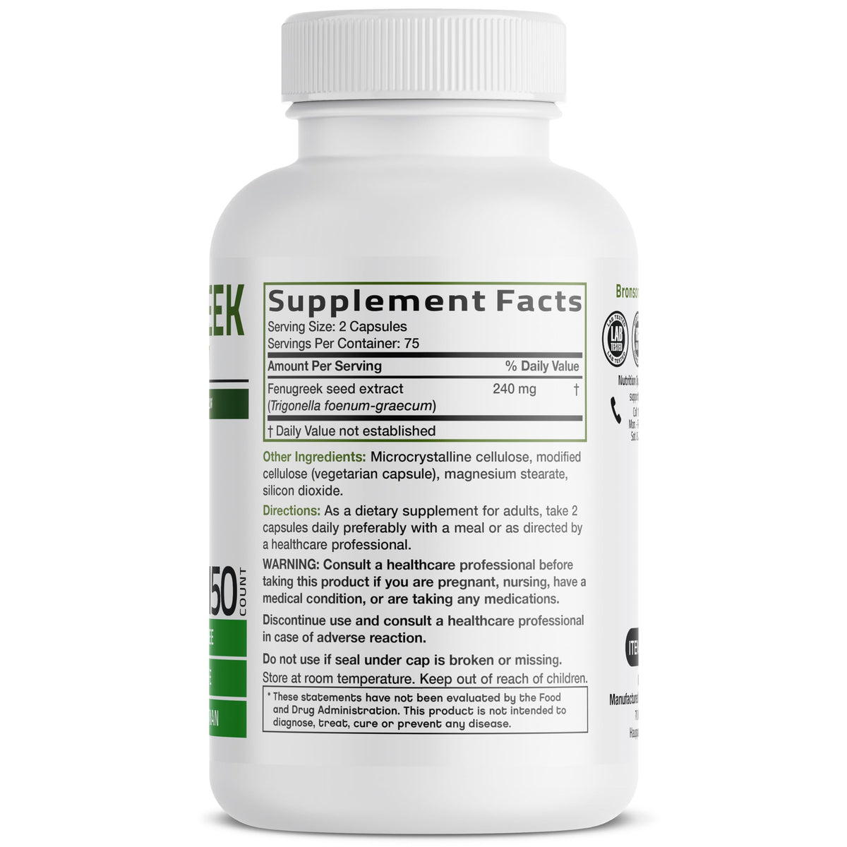 BRONSON Flavored Capsule adult Fenugreek Supports Healthy Immune