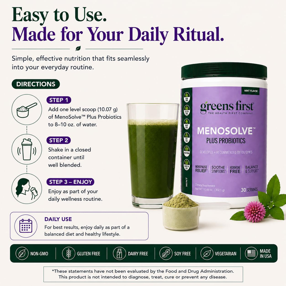 Greens First MenoSolve Plus Probiotics Powder - 30 Servings - image 7