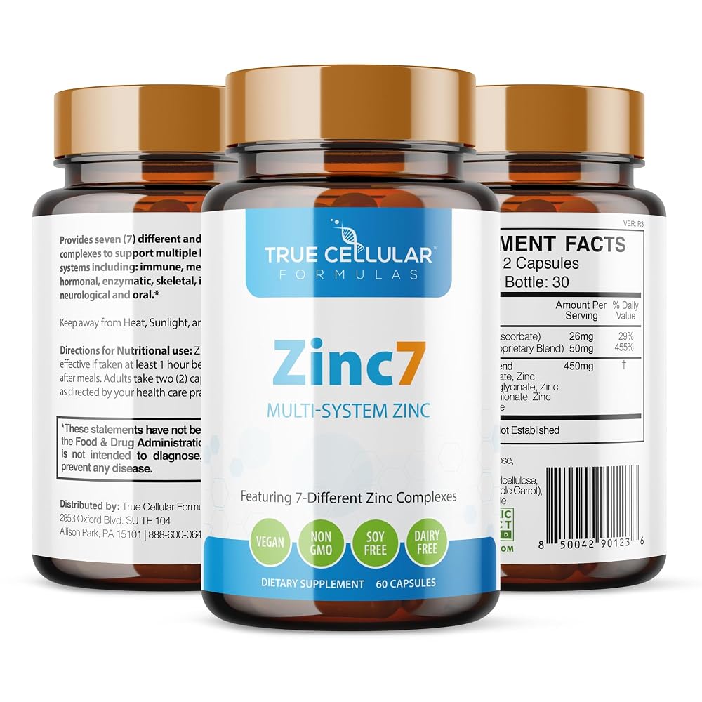 True Cellular Formulas Zinc7: 7-in-1 Zinc Complex 50mg - Maximum