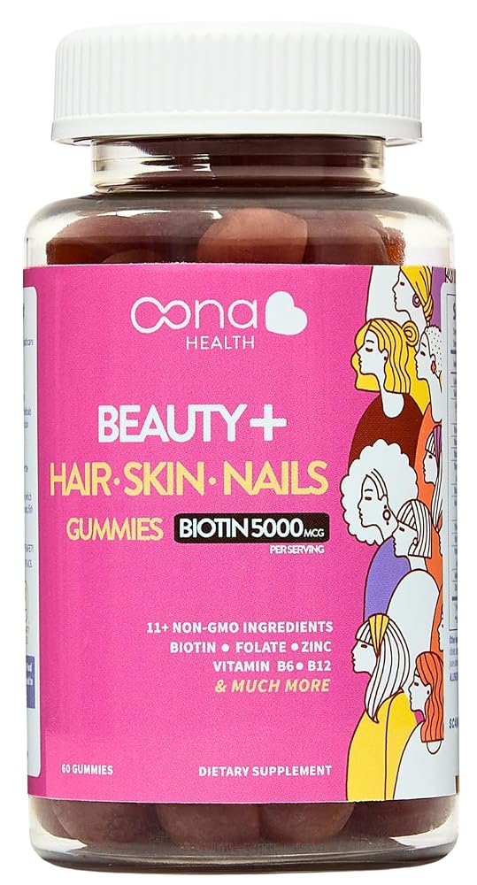 Oona Health Beauty+ Hair Nails Skin Biotin Gummies 5000 mcg - 60 Count