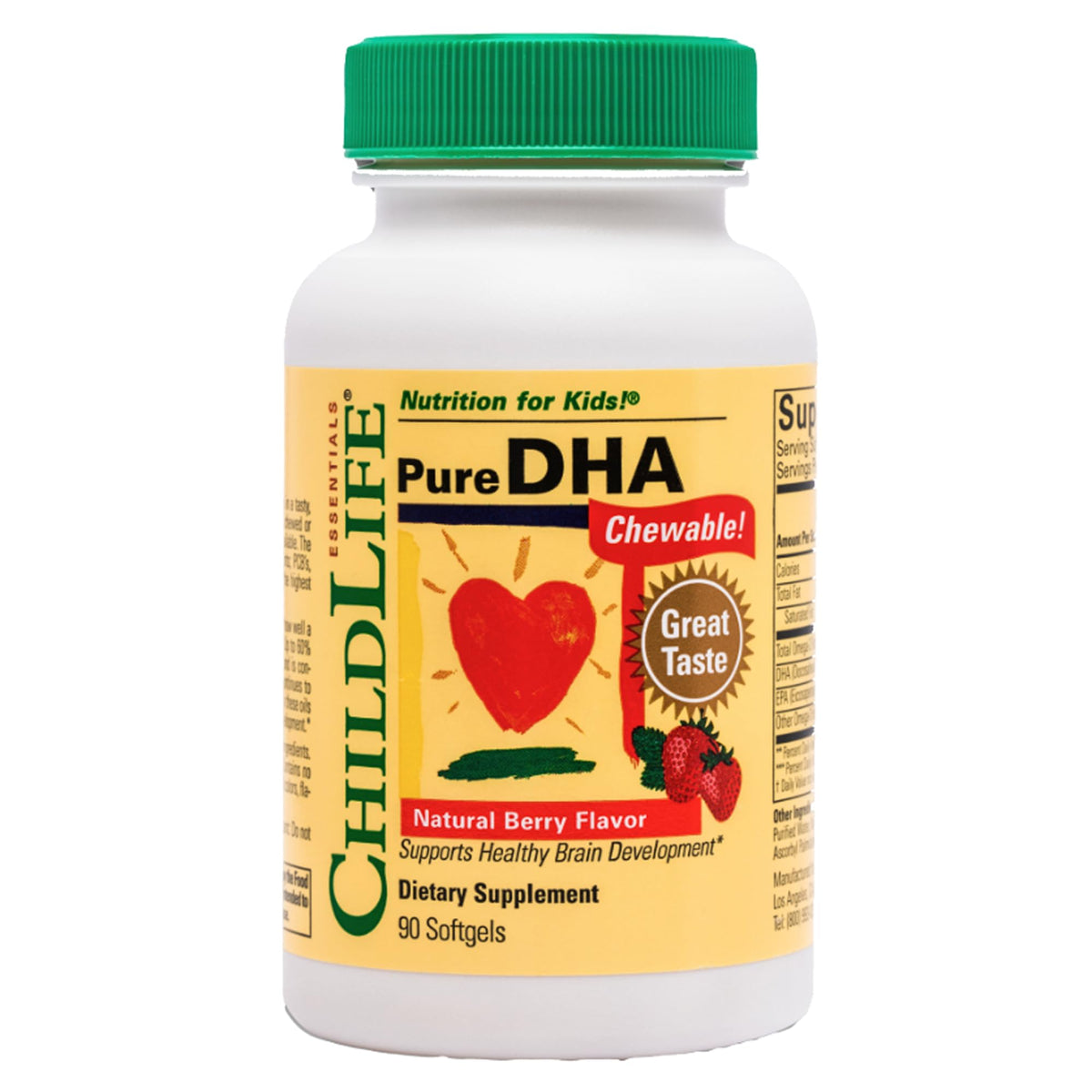 ChildLife Essentials Pure DHA for Kids, Berry - 90 Softgels