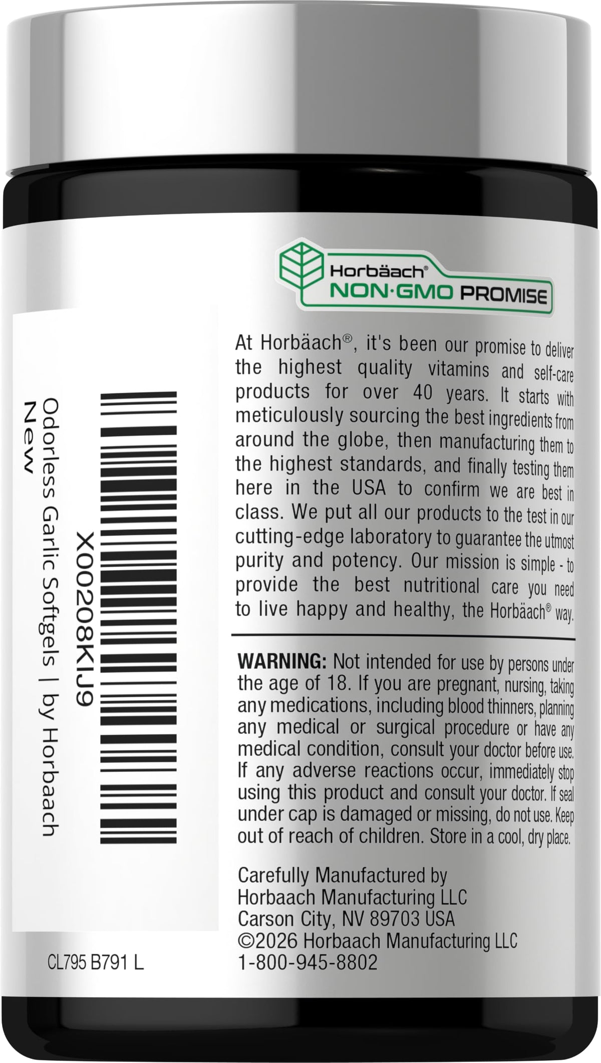 Horbäach Odorless Garlic Softgel Supplement - 200 Softgels - image 3