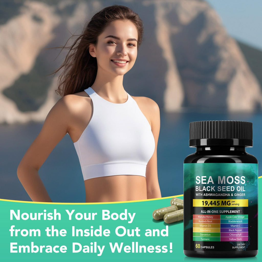 HUYEHF Sea Moss Black Seed Oil Ashwagandha - 60 Capsules - image 9