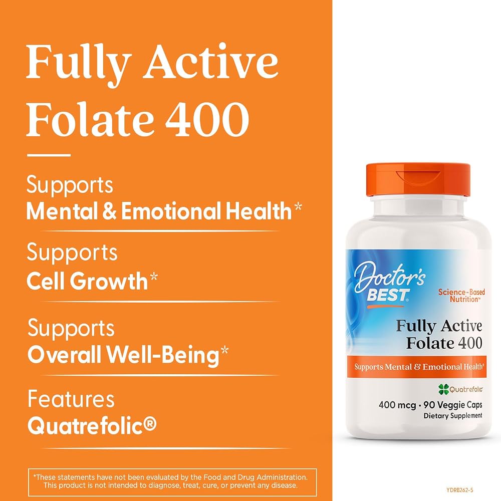 Doctor's BEST Folate Supplement 400 mcg Brain Health - 90 Vegetarian Capsules - image 3