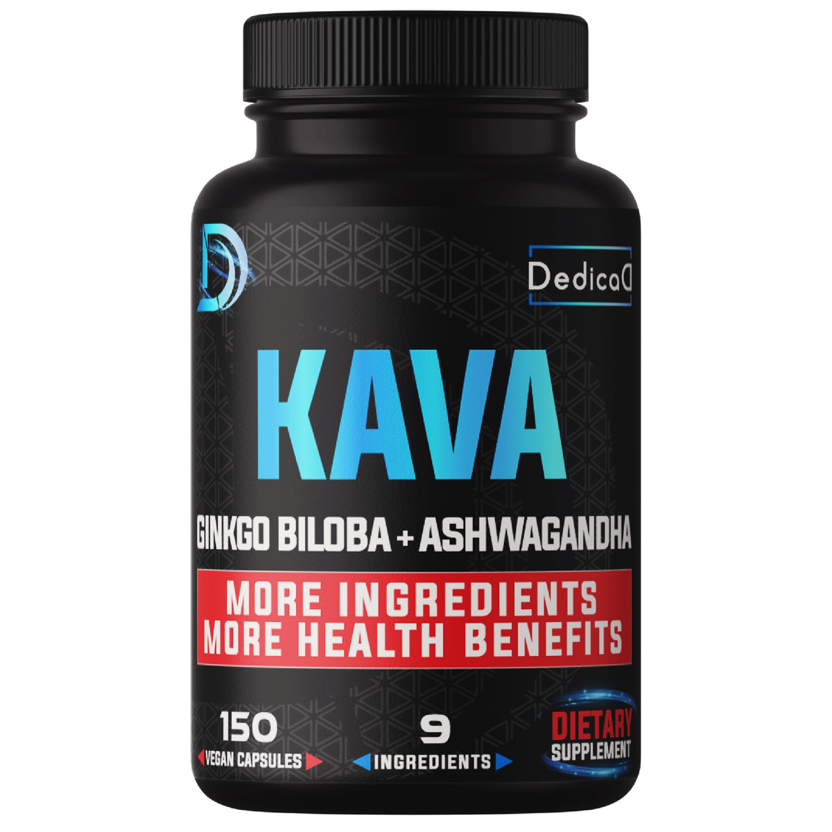 DEDICAD 9-in-1 Kava Kava Capsules for Sleep & Mind Support - 150 Vegan Capsules
