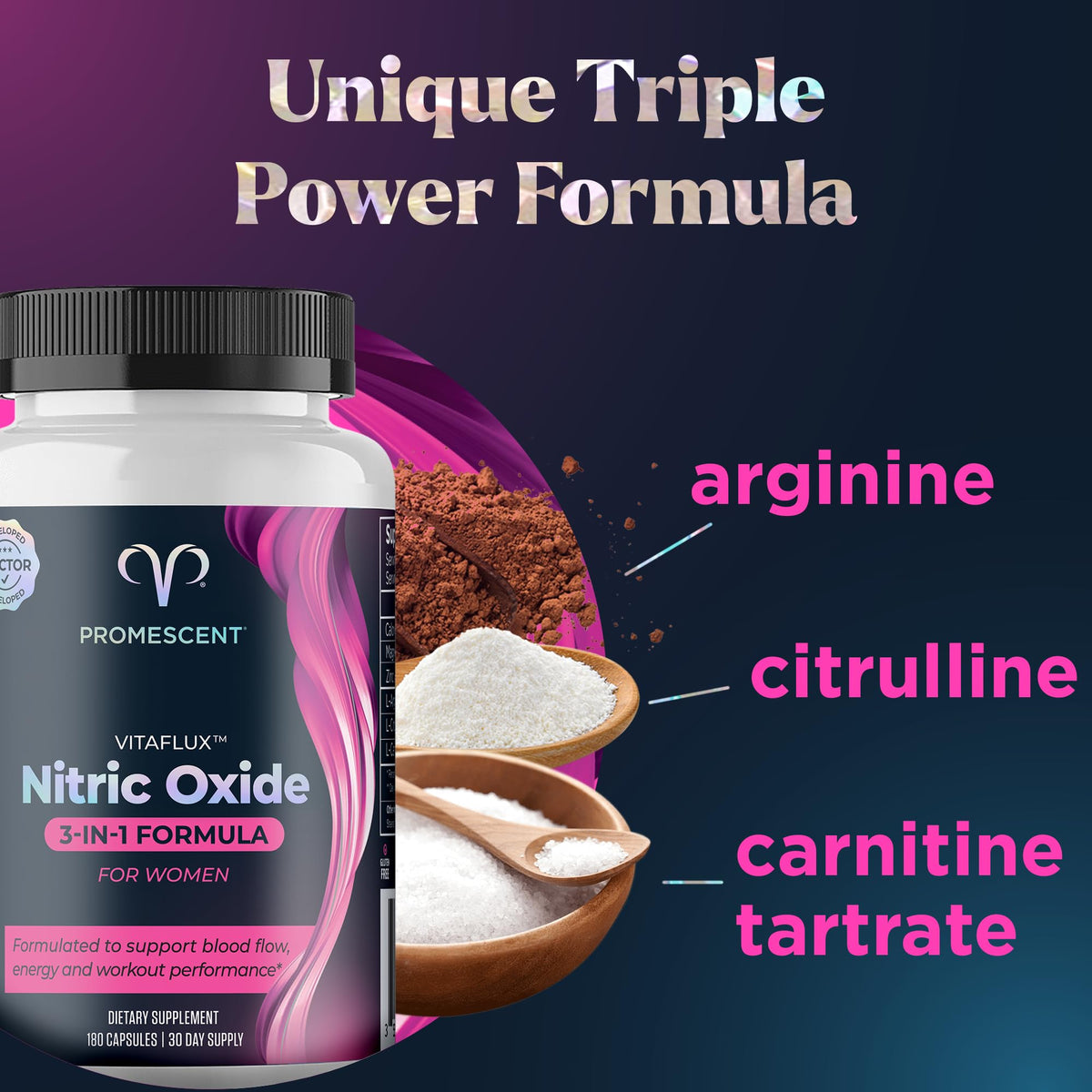 Promescent VitaFLUX Women's Nitric Oxide Booster - 180 Capsules - image 7