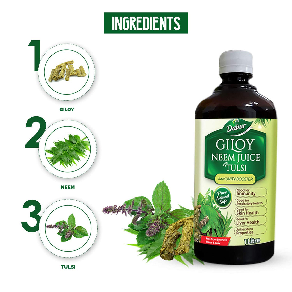 Dabur Giloy Neem Juice with Tulsi - 1 Litre - image 3